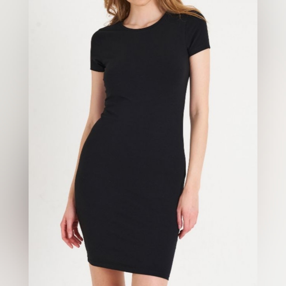 Black Mini Bodycon Dress with Short Sleeves